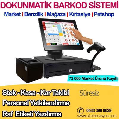 Dokunmatik Barkod Sistemi Market Mağaza Barkod Programı-TAM SET Hesaplı